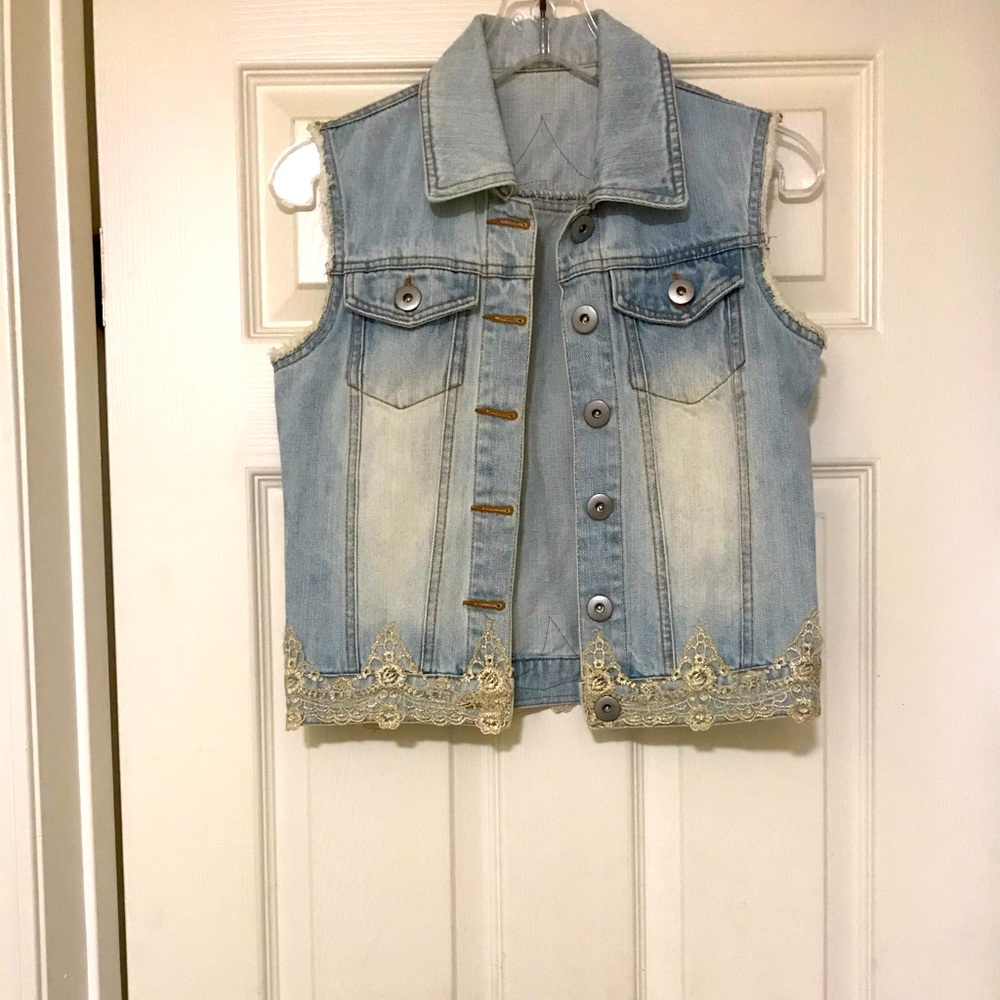 Denim Vest with lace